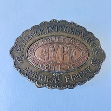 Vintage NYPD Belt Buckle Montauk Silver Co Americas Finest Brass Collectible