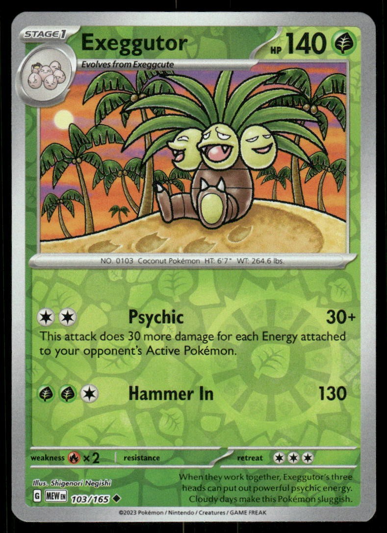 Exeggutor 103/165 Uncommon 151 Pokemon Reverse Holo Near Mint
