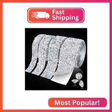 Crystal Rhinestone Ribbon Self Adhesive - 4 Rolls Bling Ribbon Diamond Rhineston