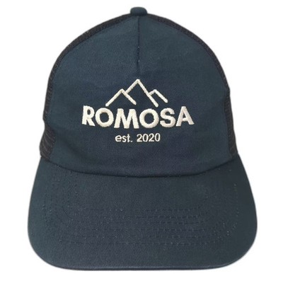 Hit Wear Trucker Hat Blue White OS Embroidered Mountain Logo Snapback Adjustable