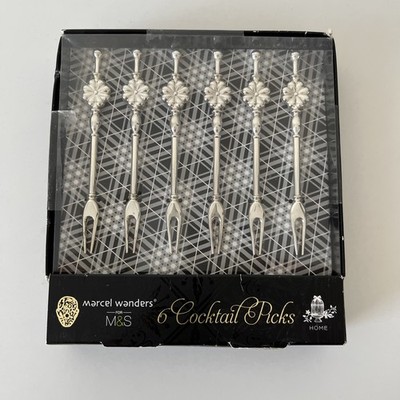 Marcel Wanders Cocktail Plektren / Gabeln silberfarben von M&S x 6 Neu in OVP selten
