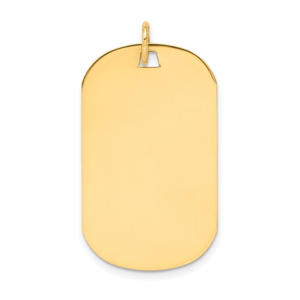 14k Yellow Gold Plain .013 Gauge Engraveable 35x21mm Dog Tag Disc Charm Pendant