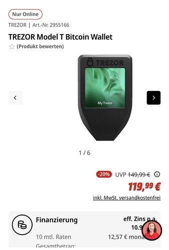 TREZOR Model T Hardware Wallet für