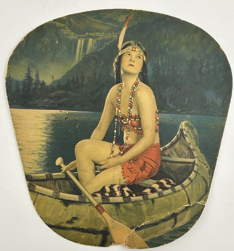 1930s Berwind Pocahontas Briquets Coal Advertising Fan Indian Maiden L Goddard