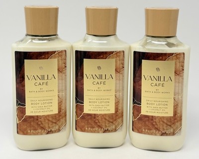 3 NEW BATH & BODY WORKS VANILLA CAFE DAILY NOURISHING LOTION CREAM HAND 8 OZ