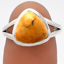 Natural Honey Dendritic Opal 925 Sterling Silver Ring s.7 Jewelry R-1005