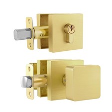 Gold Door Knob with Deadbolt Lock Set, Satin Brass Exterior Deadbolt and Door...