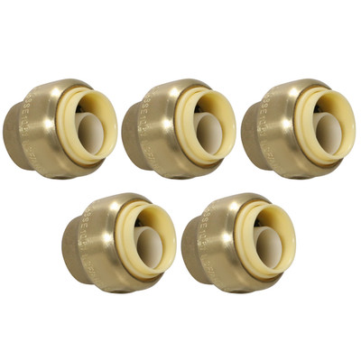 5 Pack XFITTING Push Fit Cap 1/2 inch, 1/2'', Push to Connect End Cap Plug, Brass