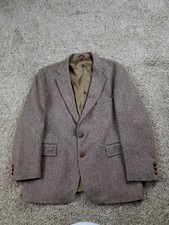 Vintage Levi's Tailored Classics Tweed Blazer Jacket 44R Wool Brown Herringbone