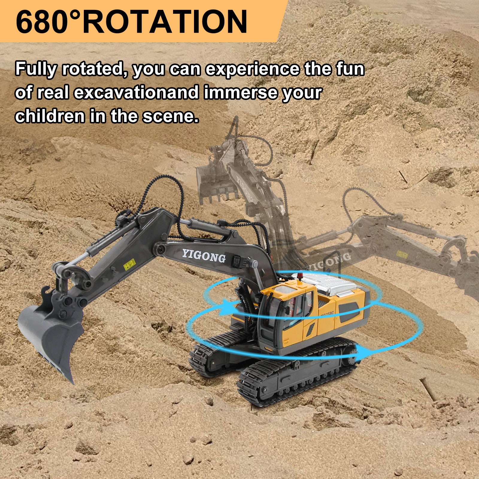 2.4G RC Excavator Bulldozer Dump Truck Engineering Vehicle w/Light for Kids