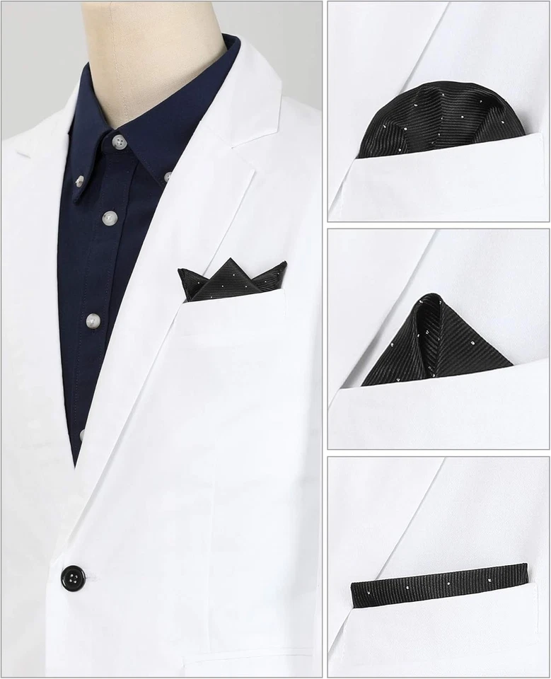 Мужские карманные квадраты классические атласные носовые платки в горошек однотонные для свадьбы - Изображение 4 из 4