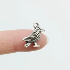 12 or 30PCS Antique Silver 3D Bird Charm Pendant JHS260