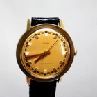 Vintage Timex Men's Watch 260602473 W/black leather strap Manual Wind watch