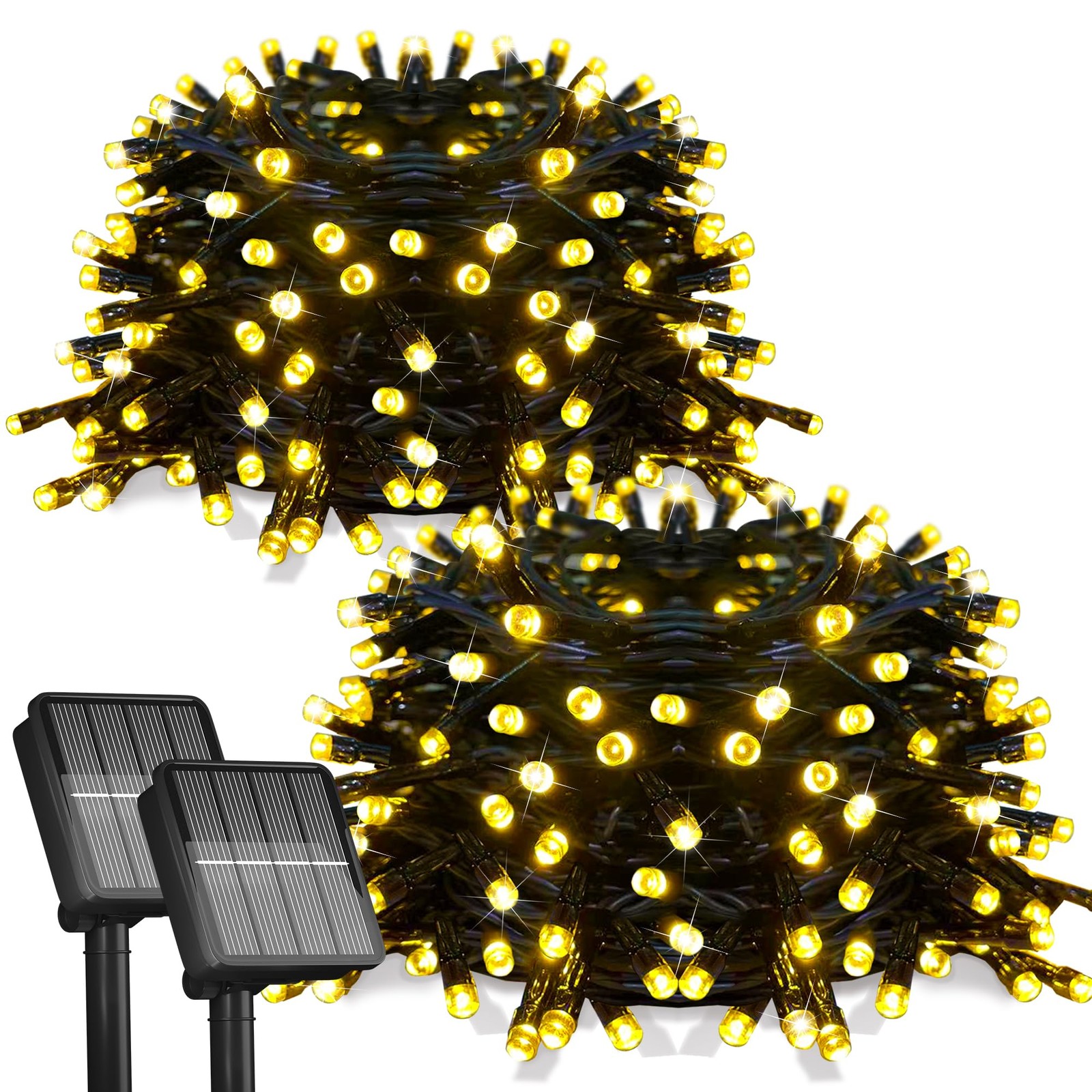 2 Pack 78Ft 200 LED Solar String Lights Outdoor with 8 Modes