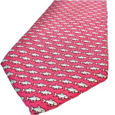 Vineyard Vines Mens Red Tie Shark Fish Dolphin Silk USA