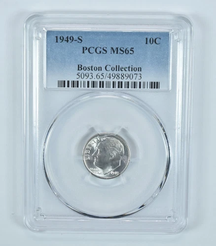 1949-S Roosevelt Dime Boston Collection MS65 PCGS Blue Label