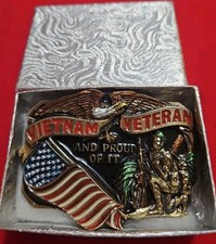 Vintage Vietnam Veteran "And Proud of It" Belt Buckle 1988 w/box