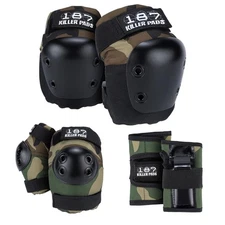 187 Killer Pads Junior Camo Knee Elbow and Wrist Guard Set for Pro Protection