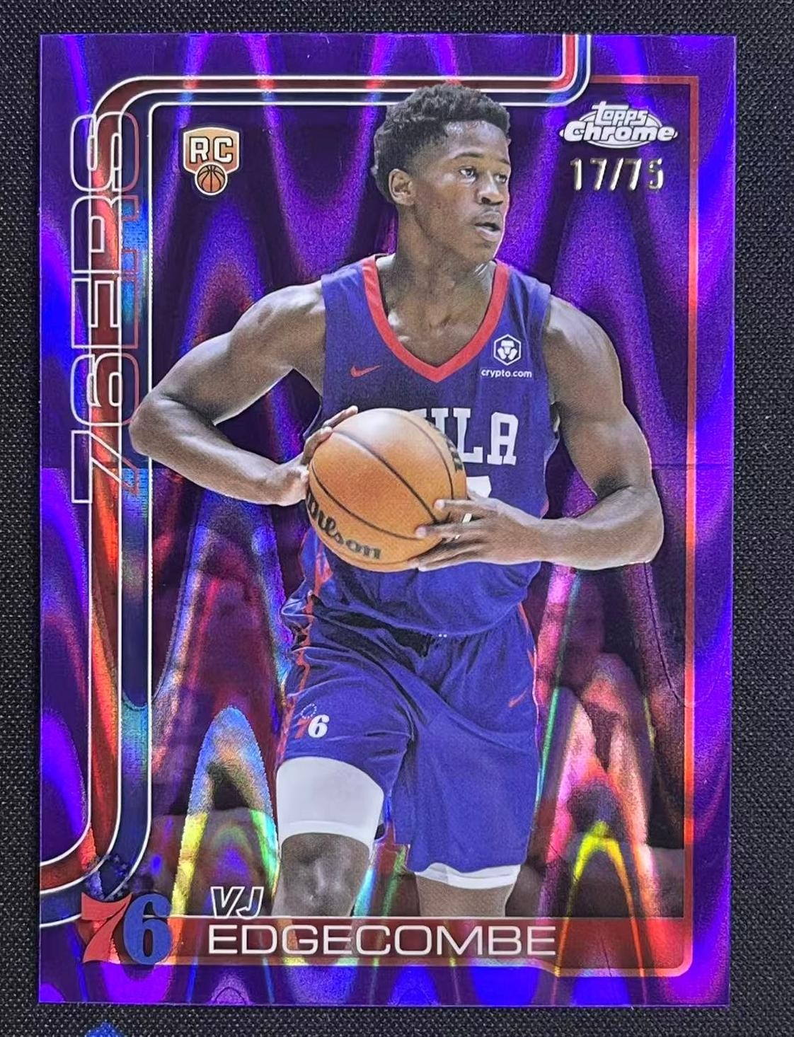 2025-26 Topps Chrome VJ Edgecombe #253 RC Base RayWave Purple Refractor /75