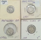 Mercury Silver Dimes 1929s  1945 micro s (3) 90% silver lot of 4