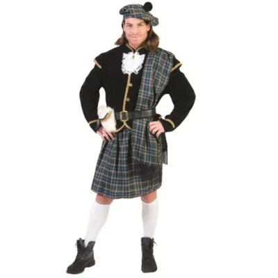 FUNNY FASHION Schotten Kostüm Colin McClan für Herren Gr. 48-58 grün-kariert Fasching