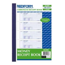 Rediform Money Receipt Book 3-Part Carbonless 100 Sets 7-5/8"X11" Office Store