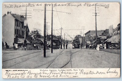 Bronx New York City Postcard Webster Avenue Looking North Ice Cream Trolley