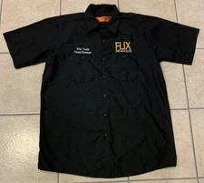 Men's L Red Kap Short Sleeve Black Buttoned Industrial Work Shirt FLIX BREWHOUSE