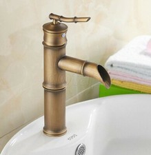 Antique Brass Bamboo Style Bathroom Sink Basin Faucet Single Handle Mixer Tap
