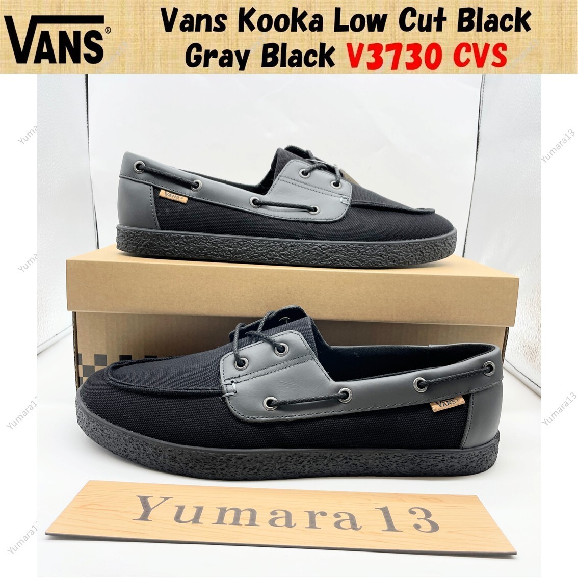 Vans Kooka Low Cut Black Gray Black V3730 CVS Men's Size | eBay