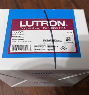 LUTRON NTRCS-1-WH LV 24V Nova-T, Momentary Remote Control Station W/ White Plate