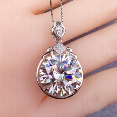 2Ct Lab Created Diamond Round Solitaire Pendant 16'' Chain White Gold Finish