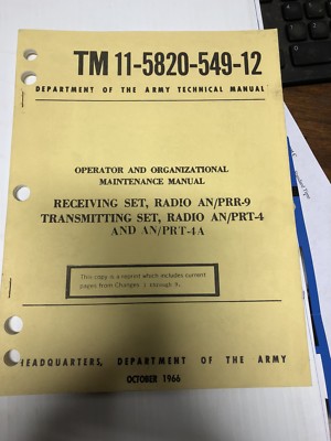 AN/PRR-9/An/prt -4 HELMET MOUNTED RADIO MANUAL,