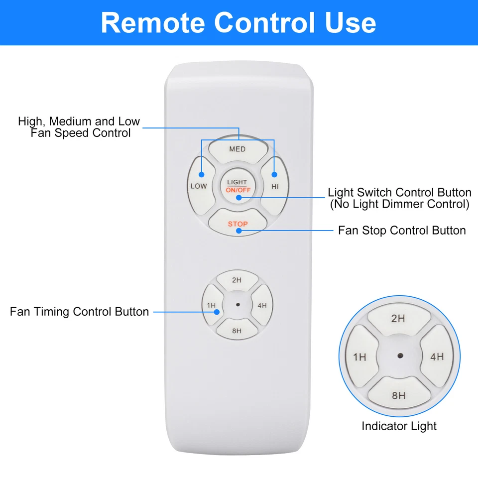 Universal Wireless 15M Timing Remote Control Receiver Ceiling Fan Lamp Light Kit - Image 4 of 4