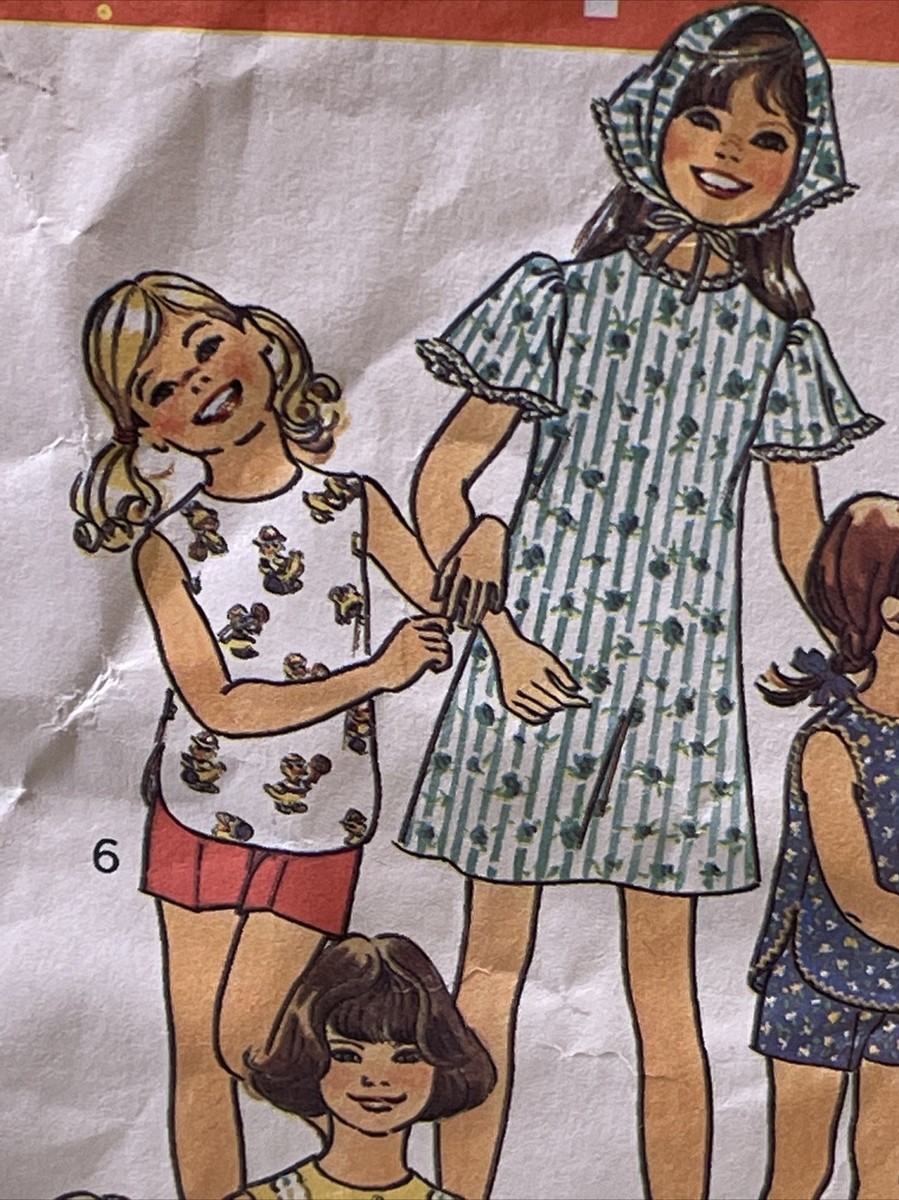 Vintage 1976 Simplicity 7463 Girls Sz 10 Jiffy Dress Top Shorts