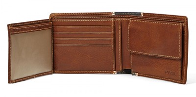 Fossil Herren-Geldbörse Aus Echtem Leder – Mit Ausweisfenster, RFID-Schutz, Braun