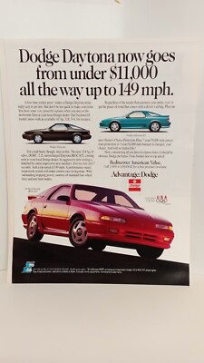DODGE DAYTONA IROC R/T  1992 - PRINT AD - 11 X 8.5  3