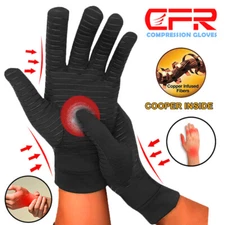 Copper Compression Gloves Arthritis Brace Rheumatoid Pain Relief Hand Support HB