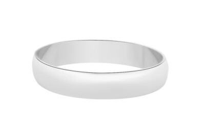 Simple Plain Band Ring In 14k White Gold Plated .925 Sterling Silver Size 6.5