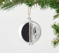 Pottery Barn Caviar White Tin Ornament Mercury Glass Christmas
