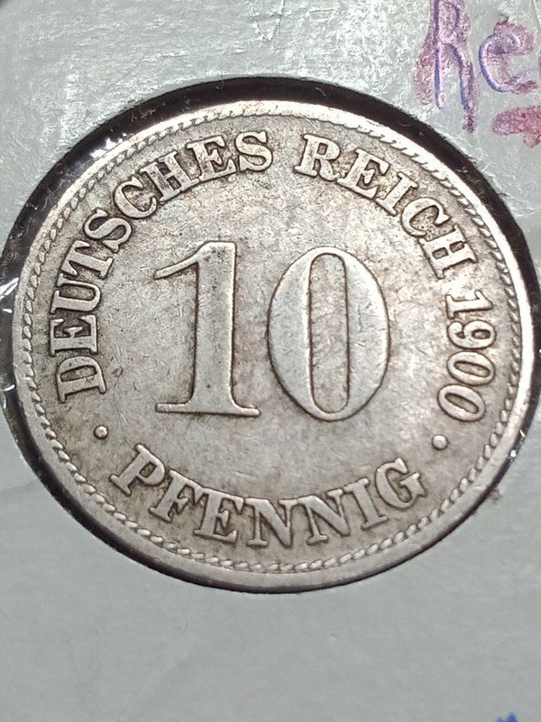 1900 D  10 Pfennig - Cu-Ni (4.0 g, 21 mm)  KM#12 German Empire Historic Coin
