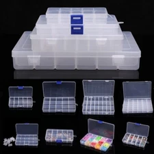 10/15/24/36 Plastic Compartment Jewelry Adjustable Organizer Storage Box Case