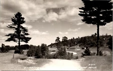 Gladstone, Michigan Gladstone Country Club RPPC Real Photo Postcard & US Flag