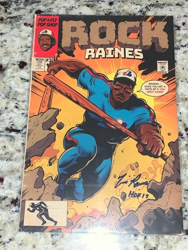 TIM RAINES ROCK Montreal Expos Pop Fly Art Autograph Signed Horine #234/305