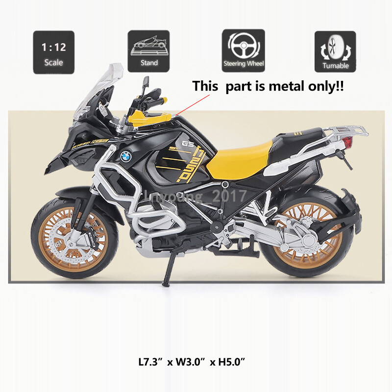 1:12 BMW R1250 GS Motorcycle Model Diecast Toy Car for Boys Kids