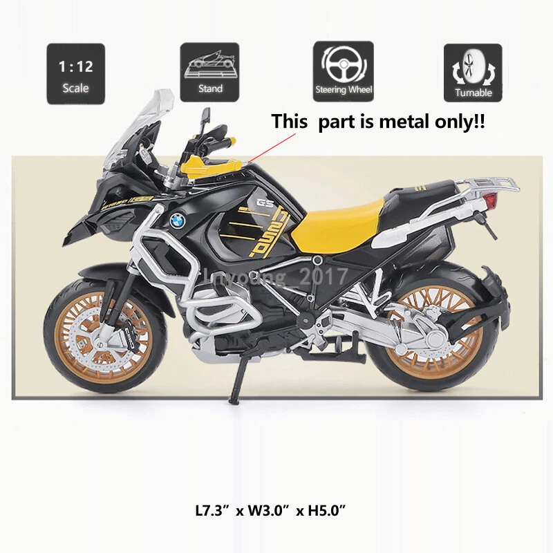 2021 BMW R1250 GS Motorrad Modell Maßstab 1:12 Die Cast Spielzeug Modell Kinder - Bild 2 von 4