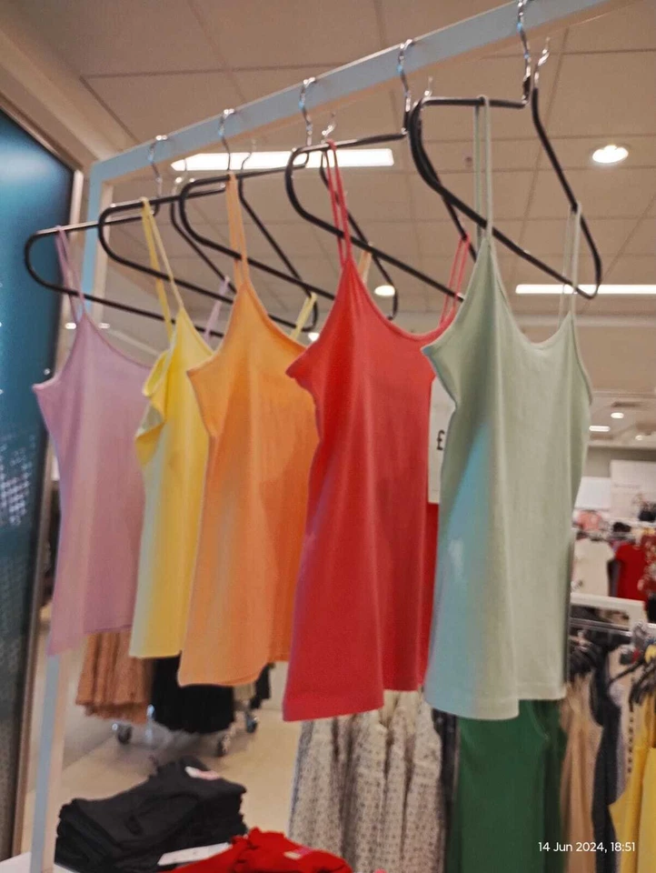 Primark Womens Ladies Girls Stretch Cami Vest Strap Top Black White 2XS TO 2XL - Image 3 of 4