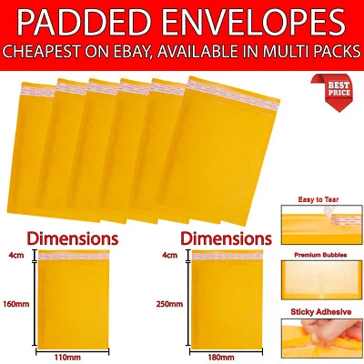 TRUE FACE 50/250/500 GOLD PADDED BUBBLE ENVELOPES MAIL BAGS POSTAL WRAP MAILERS MULTI PACK