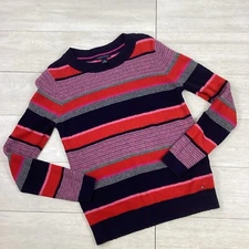 TOMMY HILFIGER Navy Red Pink Striped Pullover Sweater Angora Women’s Medium
