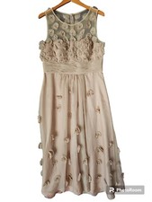 JS Collections Floral Embroidered Mesh Long Sleeveless Evening Dress sz 16 VC01